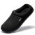 NewDenBer Hombre Zapatillas de Suede casa Espuma de Memoria de Cálido Interior Lana al Aire Libre Forro de Felpa Suela Antideslizante Zapatos (45/46 EU, 01 Negro)
